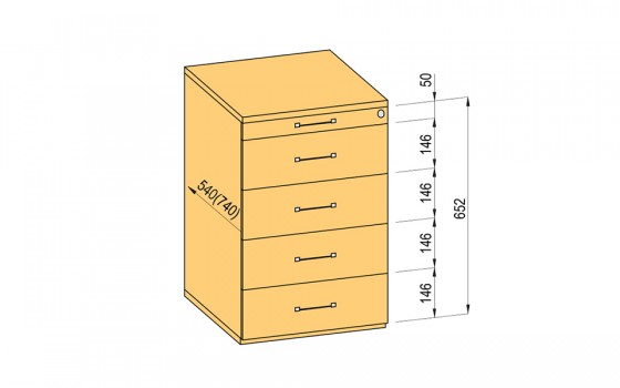 K-BBP conteneur 540/292mm type 9/version 4 tiroir coulisse métal coulisse a sort