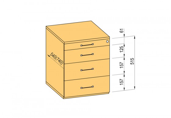 K-BBP conteneur 540/292mm type 2/ver 3 tiroir métal coulisse a sortie totale a t