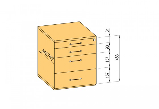 K-BBP conteneur 540/292mm type 1/version 2 tiroir métal extension partielle frei