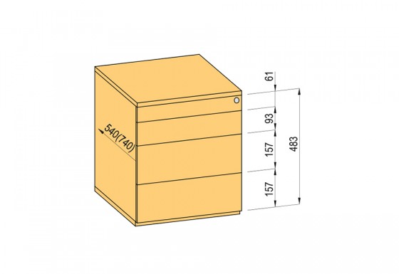 K-BBP conteneur TipAer 540mm type 1/V 9 métal extension partielle push