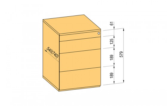 K-BBP conteneur TipAer 540mm type 4/V 9 métal extension partielle push