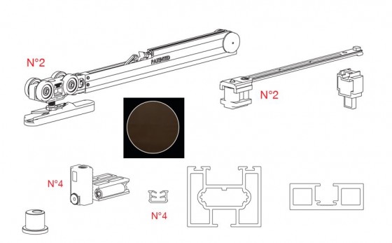 TERNO Universal Eclettica kit pour portes coulissantes 3000x1500mm brun foncé