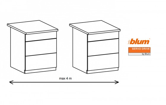 K-BLUM Servodrive ensemble, 2 carcasses x 3 tiroirs, carcasse 760-769 mm