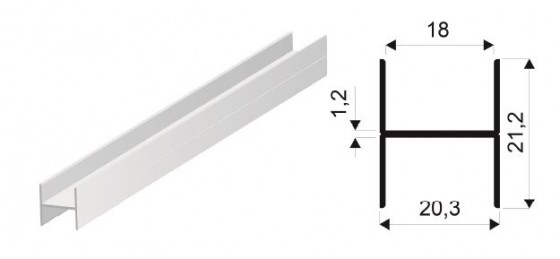 SEVROLL 04929 barre de liaison Simple/Blue H21 3m 18mm blanc laqué