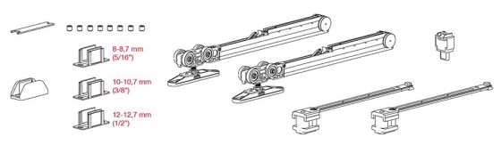 TERNO Vetro 40 ensemble de ferrures pour portes en verre 80kg avec amortisseur TERNO Vetro 40 ensemble de ferrures pour portes en verre 80kg avec amortisseur