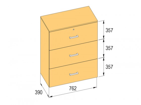 K-BBP classeur type R3 largeur intérieure 762mm/390mm, hauteur 1076mm avec amort