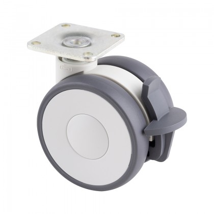 TENTE roue Linea 65mm avec frein 70kg gris clair