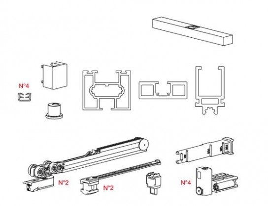 TERNO Universal Evolution kit pour portes coulissantes 3000x1500mm argenté