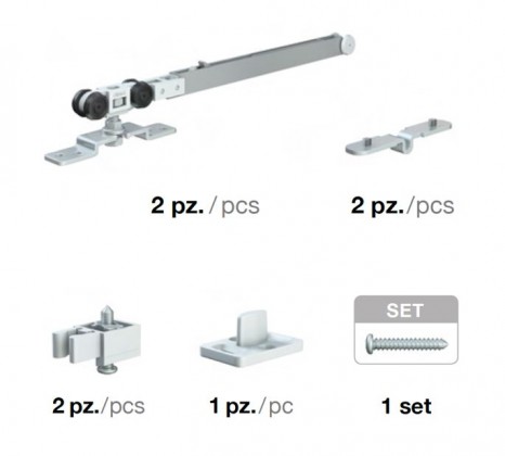Quincaillerie pour porte coulissante intérieure 1399 40kg 2x amortisseur