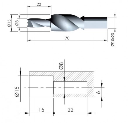 IF-foret 15mm pour support d'étagere Kintai gauche