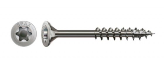 SPAX vis a bois 6x90/61 tete affleurante TXS, W, 4C MH, inox A2, filetage partie