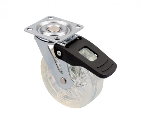 StrongCastors roue TOP O75mm transparent avec frein