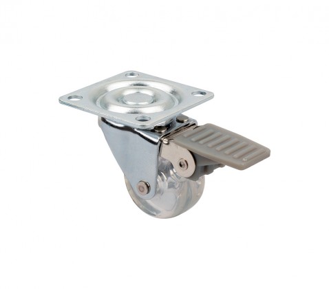 StrongCastors roue TOP-E O 35mm transparent avec frein