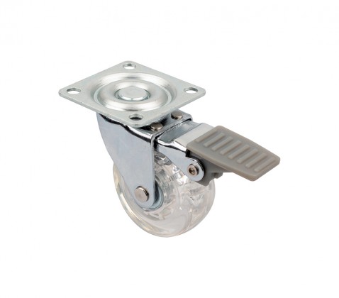 StrongCastors roue TOP-E o50mm transparent clair avec frein