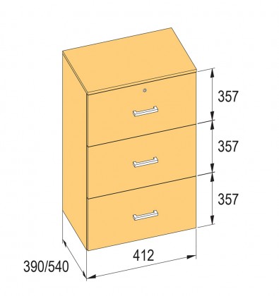 K-BBP kartotéka type R3 pour largeur int. 412mm/540mm, hauteur 1076mm sans amort