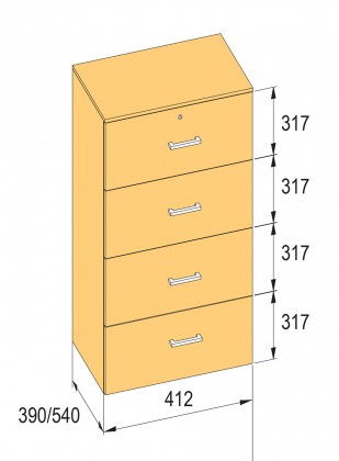 K-BBP classement type R4 pour largeur int. 412mm/540mm, ht 1276mm avec amortisse