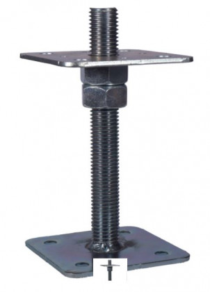 TK-pied de pilier avec 2 écrous libres, 110x110 - M24x330, zinc galv.