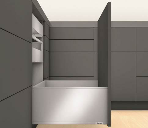 K-BLUM Legrabox F 500 mm/40 kg, gris, vis a bois + systeme anti-dérapant Ago 60