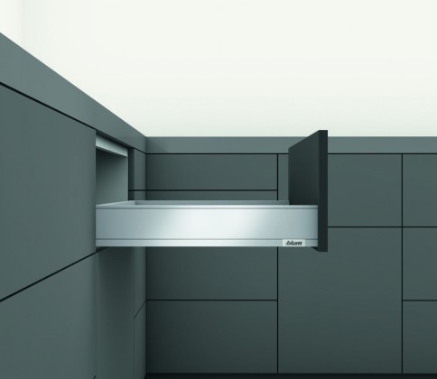 K-BLUM Legrabox M 500 mm/40 kg, gris, vis a bois + accessoires Classico Kristall