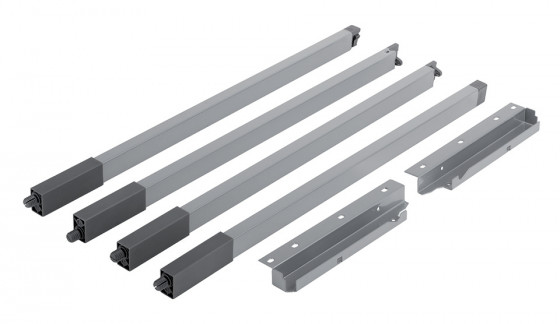 StrongBox reling carré double H204/500mm, gris, ensemble