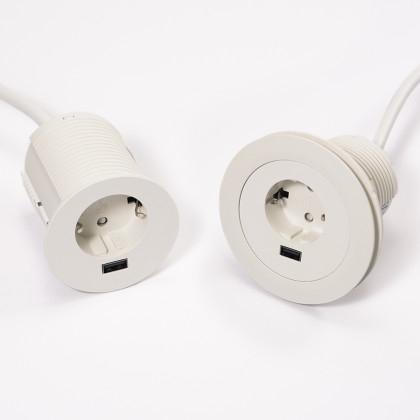 VersaTag prise électrique 1x 230V Schuko, 1x USB A, blanc
