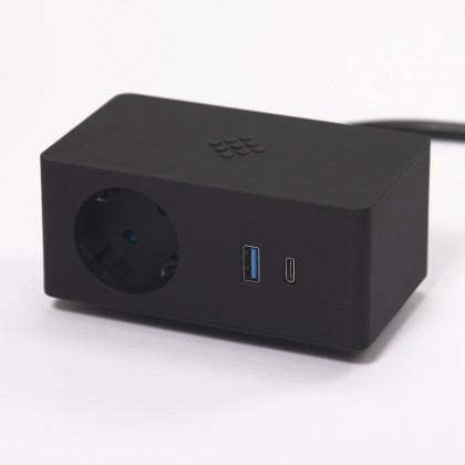 VersaQ HUB 1x 230V, 1x RJ45, USB A+C 5V, 1x HDMI, sans charge QI, noir, Schuko VersaQ HUB 1x 230V, 1x RJ45, USB A+C 5V, 1x HDMI, sans charge QI, noir, Schuko