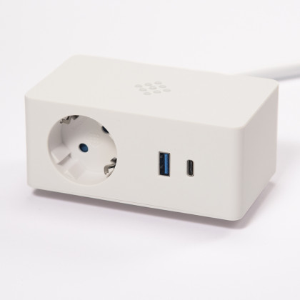 VersaQ HUB 1x 230V, 1x RJ45, USB-A+C 5V, 1x HDMI, sans recharge QI, blanc, Schuk