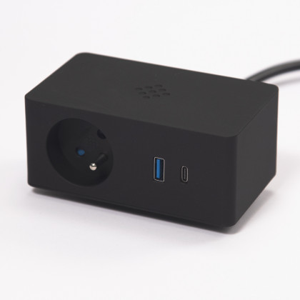 VersaQ HUB 1x 230V, 1x RJ45, USB A+C 5V, 1x HDMI, charge sans fil QI, noir VersaQ HUB 1x 230V, 1x RJ45, USB A+C 5V, 1x HDMI, charge sans fil QI, noir