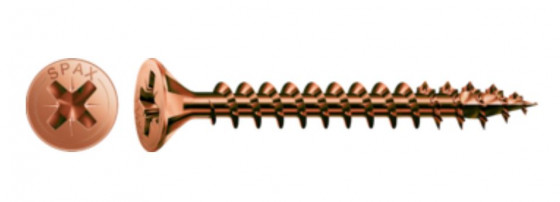 SPAX vis a bois 4,5x40 tete fraisée PZ, 4C MH bronze