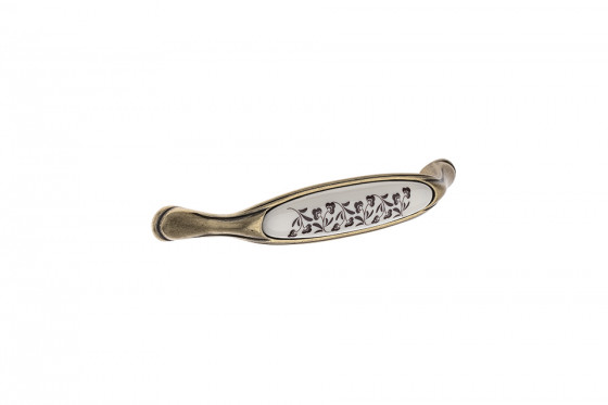 TULIP poignée Margarita 128 vieux doré/porcelaine/motif TULIP poignée Margarita 128 vieux doré/porcelaine/motif