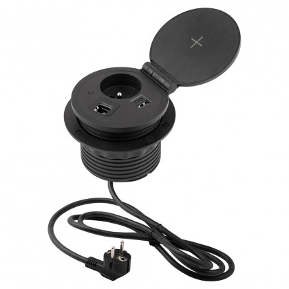 StrongPower tiroir él. ouvrant, 1x230V, Française, 1xUSB A+C, chargeur sans fil