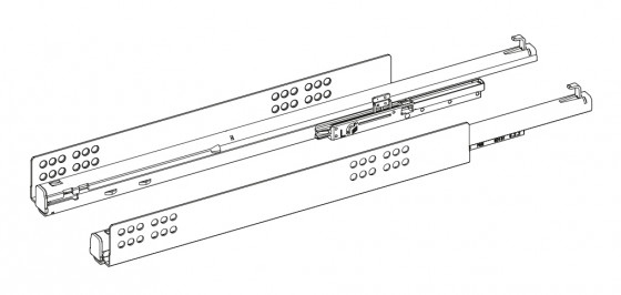 HETTICH 9237610 Atira coulisse a sortie totale, Quadro V6, 520mm/30kg, côté 18mm