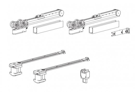 TERNO Evolution ensemble de ferrures, porte coulissante intérieure 80kg, 2x amor