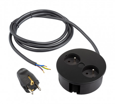 BACHMANN 931.152 prise électrique Twist, 2x 230V FR, noir mat BACHMANN 931.152 prise électrique Twist, 2x 230V FR, noir mat