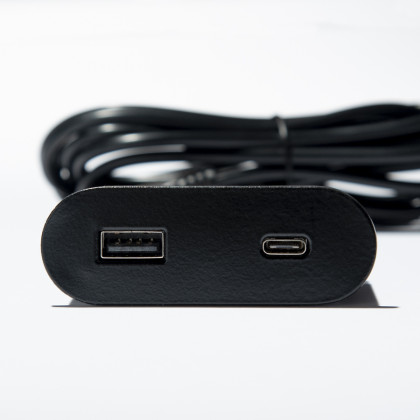 VersaPick chargeur 1x USB A/C, ovale, noir mat