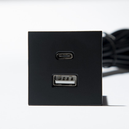 VersaPick chargeur, 1x USB A/C, carré, noir mat