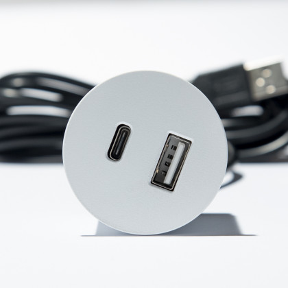 VersaPick chargeur, 1x USB A/C, rond, blanc mat RAL 9003 VersaPick chargeur, 1x USB A/C, rond, blanc mat RAL 9003