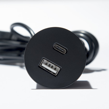 VersaPick chargeur, 1x USB A/C, rond, noir mat VersaPick chargeur, 1x USB A/C, rond, noir mat