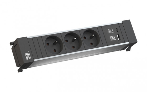 BACHMANN 916.526 unité a tiroirs 3x 230V + USB A/C 22W