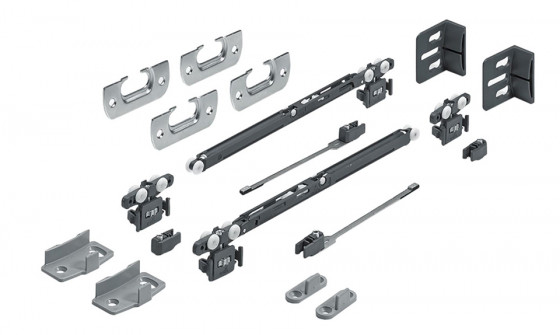 HETTICH 9134311 SysLine S porte coulissante ensemble 2 vantaux, amortisseur ferm
