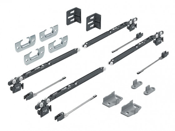 HETTICH 9208511 SysLine S porte coulissante ensemble 2 vantaux, avec amortisseur