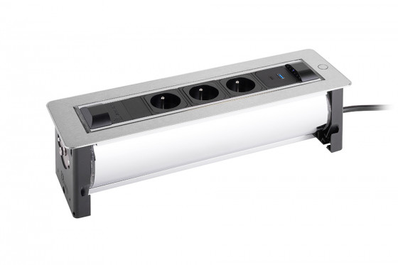 VersaTurn prise électrique 3x 230V fr, USB A/C, surface inox VersaTurn prise électrique 3x 230V fr, USB A/C, surface inox