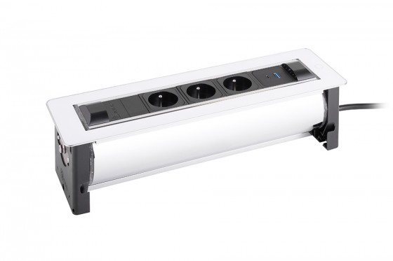 VersaTurn prise électrique 3x 230V FR, USB A/C, verre blanc VersaTurn prise électrique 3x 230V FR, USB A/C, verre blanc