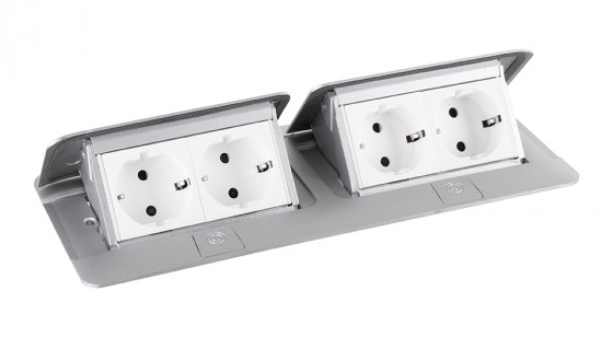 LEGRAND Pop-up double, 4x 230V, aluminium, schuko