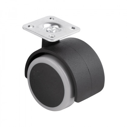 StrongCastors roue avec bandage souple diametre 50mm avec plaque gris