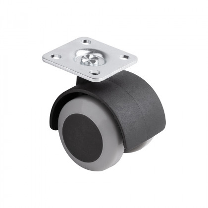 StrongCastors roue avec bandage souple O40mm avec platine gris