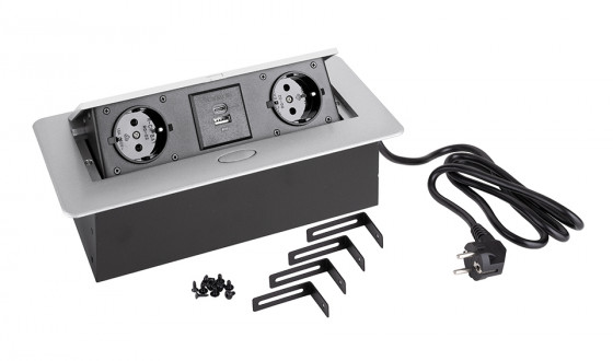 StrongPower prise électrique 2x 230V, Schuko, 2x USB A+C, argenté StrongPower prise électrique 2x 230V, Schuko, 2x USB A+C, argenté