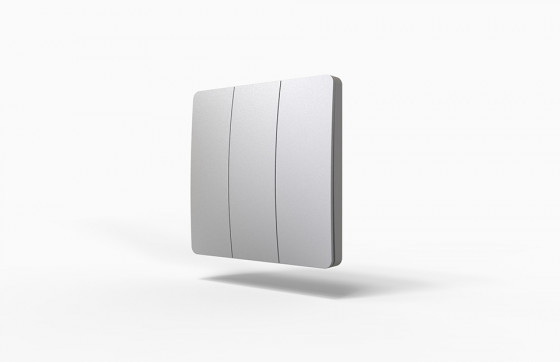 StrongLumio interrupteur sans fil autoalimenté - 3 boutons argent StrongLumio interrupteur sans fil autoalimenté - 3 boutons argent