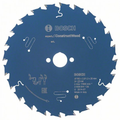 BOSCH 2608644136 Saw blade Expert for Construct Wood 160 x 20 x 2.0 mm, 24