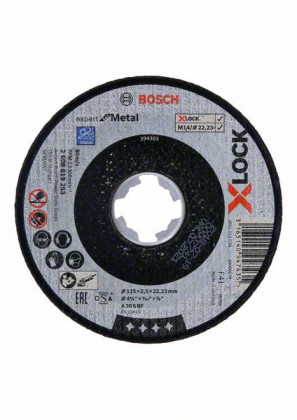 BOSCH 2608619253 X-LOCK flat cutting disc Expert for Metal, 115 × 2.5 mm